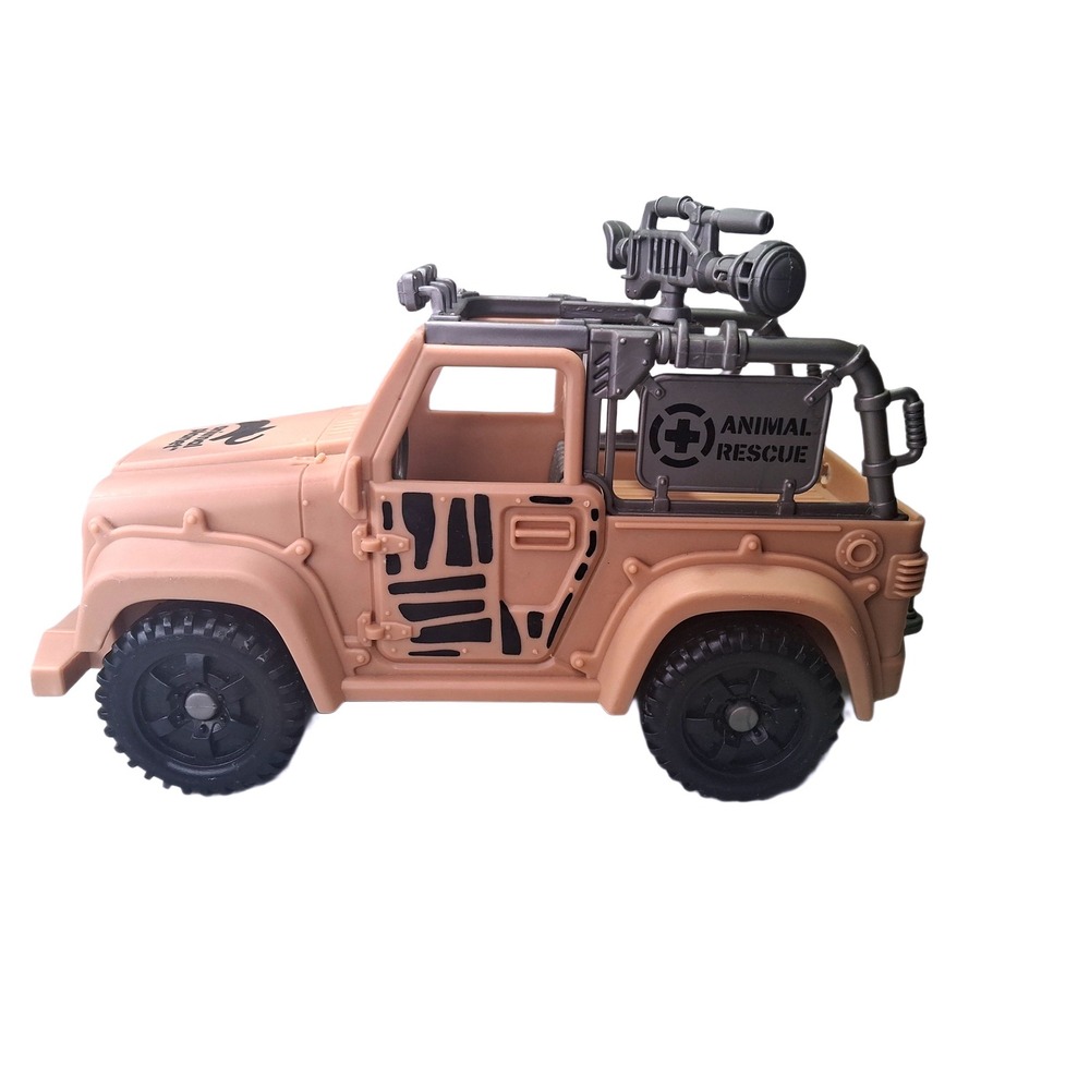Animal Planet Safari Truck Jeep Beige Animal Rescue Toy 8" Excellent Condition